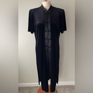90s Vintage Jessica Velvet Velour Cheongsam Duster Or Evening Jacket Goth Gothic